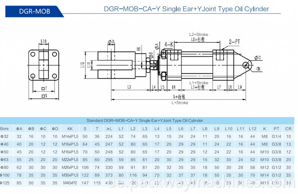 4dgr Mob Ca Y Single Ear Y Joint Type Oil Cylinder